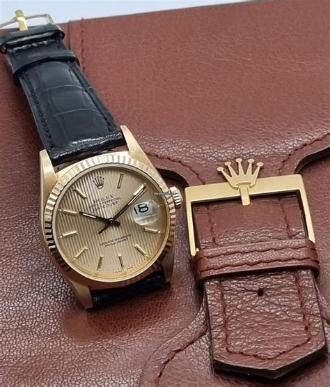 Rolex Datejust 36 Mens 18 kt Golden Linen Dial 16238 On